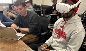 Student using VR headset